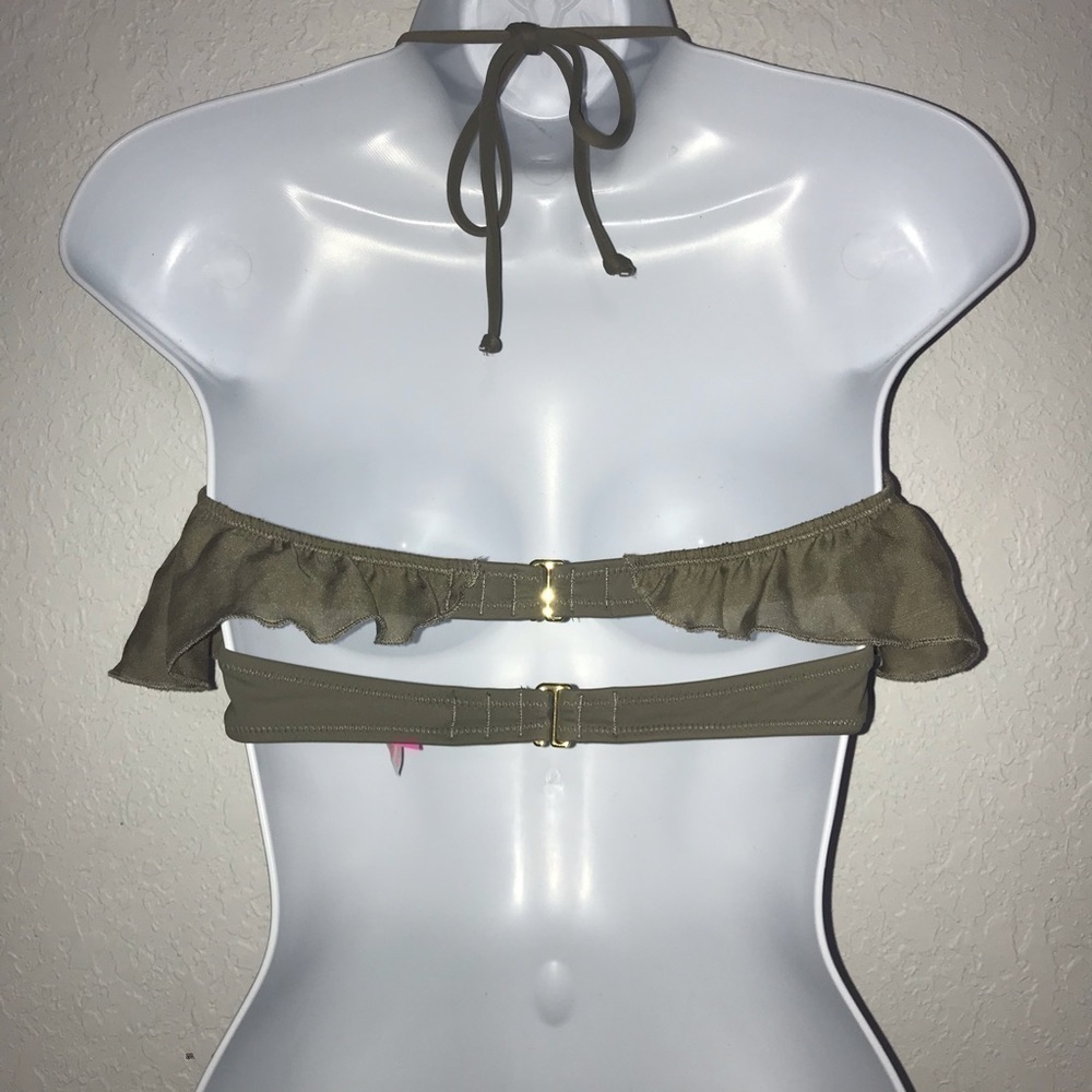 Victoria’s Secret Women Sheer Overlay Halter Bandeau Bikini Top Army Green M * - Picture 3 of 5